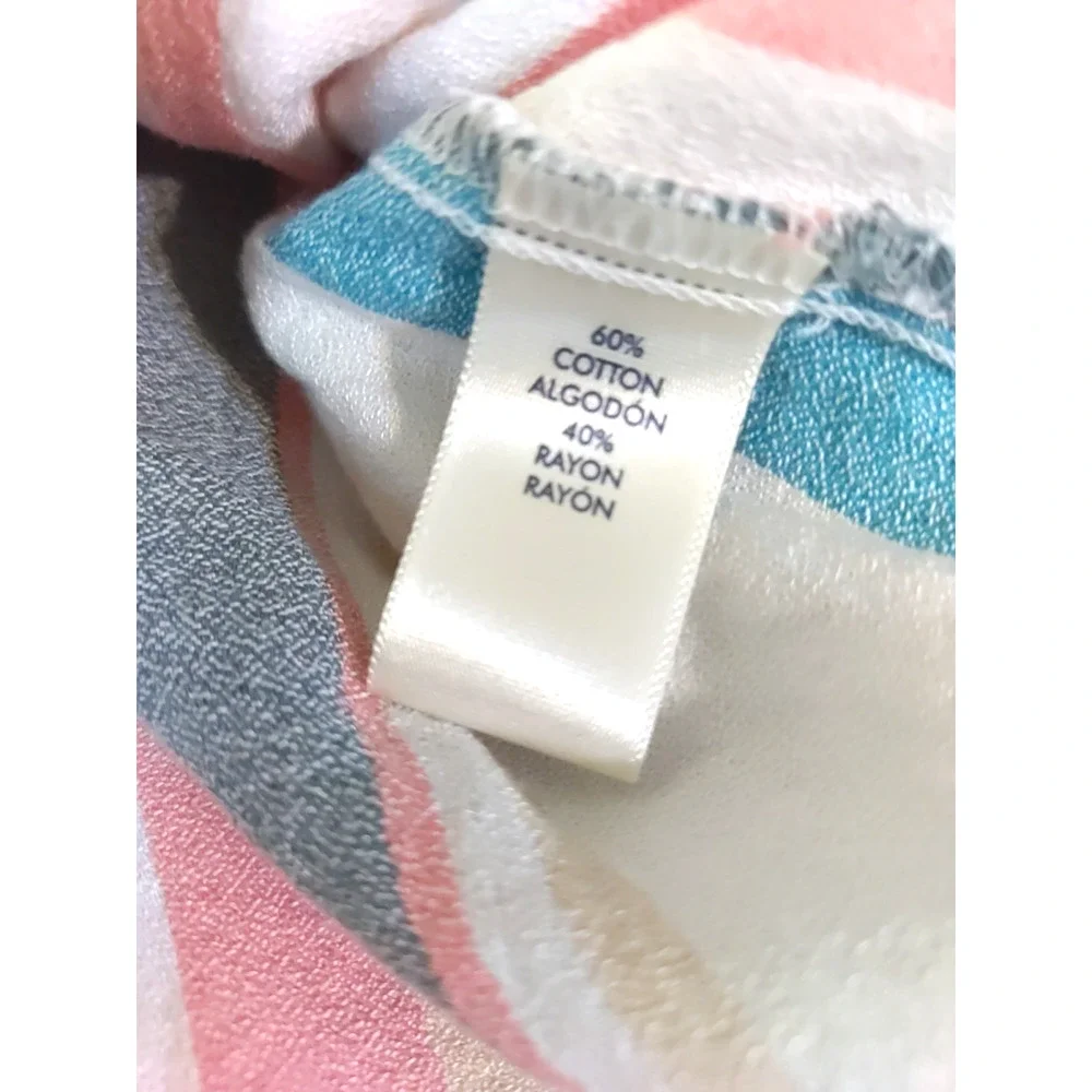 B K E Eased Women's Long Sleeve Pullover Striped Shirt Size Small Pink Blue - Picture 6 of 8